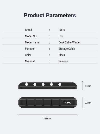 Cable Organizer Silicone USB Cable Winder Desktop