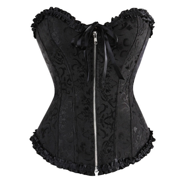 overbust corset sexy lace plus size erotic zip floral women bustier corset lingerie