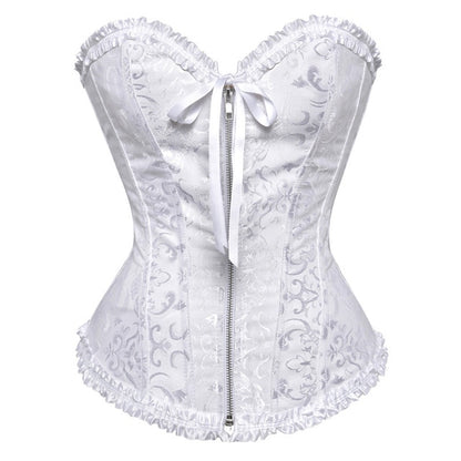 overbust corset sexy lace plus size erotic zip floral women bustier corset lingerie