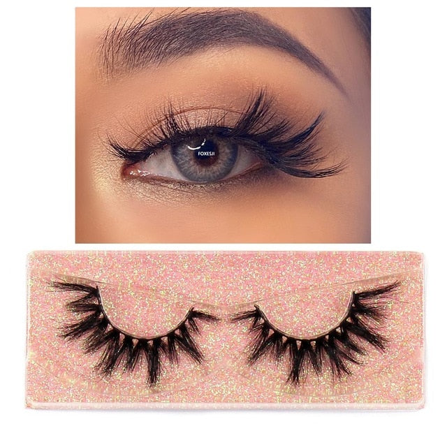 FOXESJI Makeup Eyelashes 3D Mink Lashes Fluffy Soft Wispy