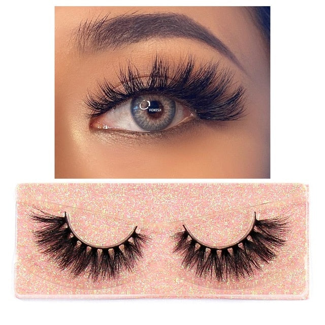 FOXESJI Makeup Eyelashes 3D Mink Lashes Fluffy Soft Wispy