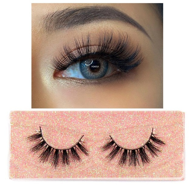 FOXESJI Makeup Eyelashes 3D Mink Lashes Fluffy Soft Wispy