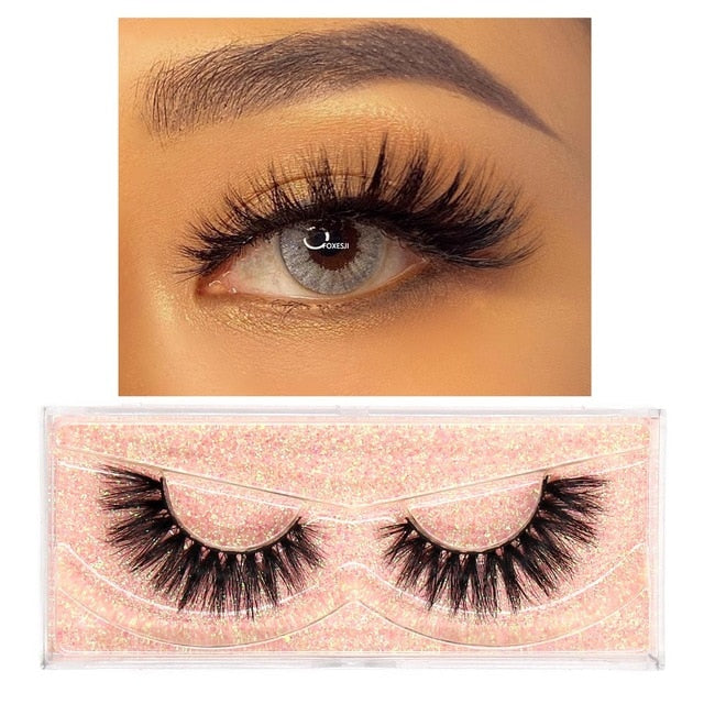 FOXESJI Makeup Eyelashes 3D Mink Lashes Fluffy Soft Wispy