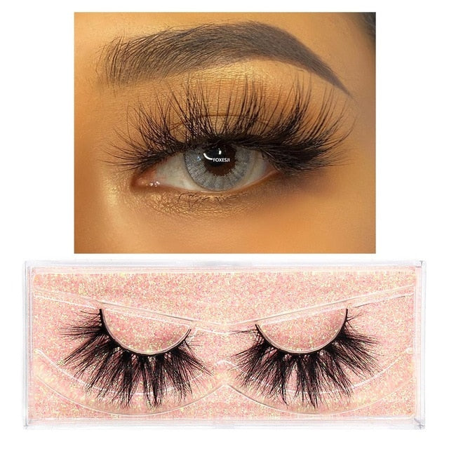 FOXESJI Makeup Eyelashes 3D Mink Lashes Fluffy Soft Wispy