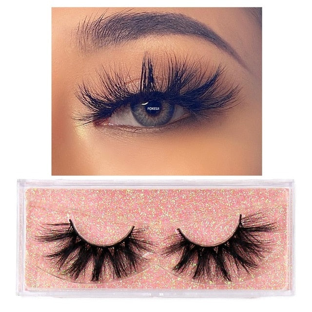 FOXESJI Makeup Eyelashes 3D Mink Lashes Fluffy Soft Wispy