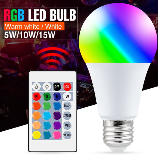 E27 Smart Control Lamp Led RGB Light Dimmable 5W 10W 15W RGBW Led Lamp