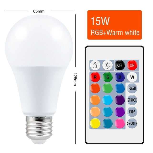 E27 Smart Control Lamp Led RGB Light Dimmable 5W 10W 15W RGBW Led Lamp