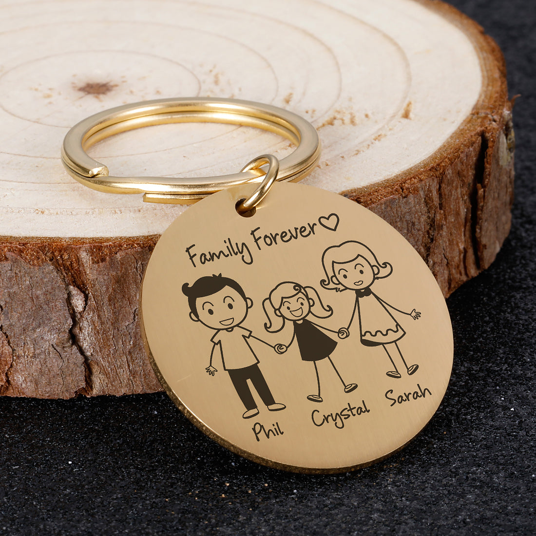 Love Cute Keychain Engraved Family Gifts for Parents Children Present Keyring Bag Charm Families Member Gift Key Chain