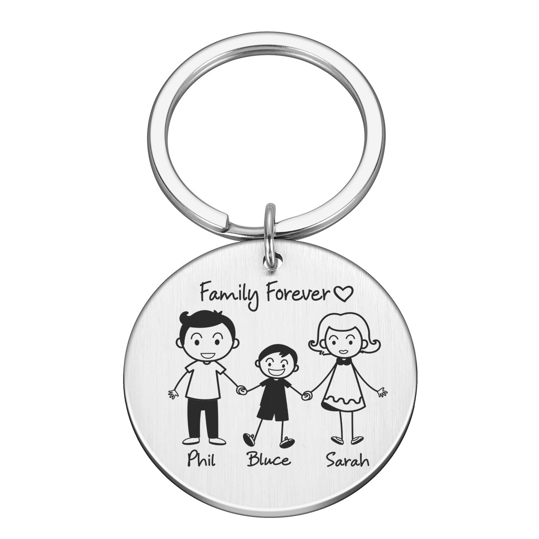 Love Cute Keychain Engraved Family Gifts for Parents Children Present Keyring Bag Charm Families Member Gift Key Chain