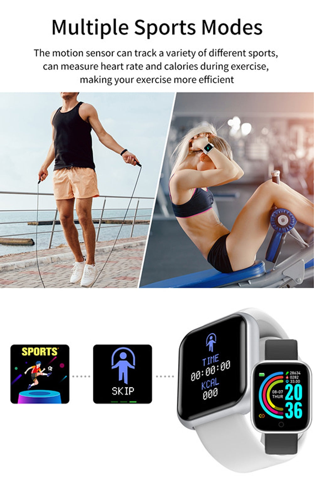 Smart Watch Y68 Fitness Bracelet Activity Tracker Heart Rate Monitor Blood pressure Bluetooth Watch for ios Android