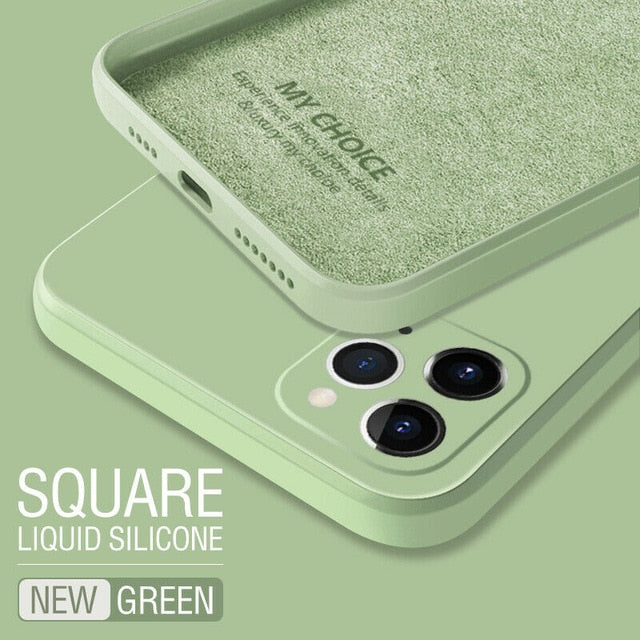 Luxury Original Square Liquid Silicone iPhone Case