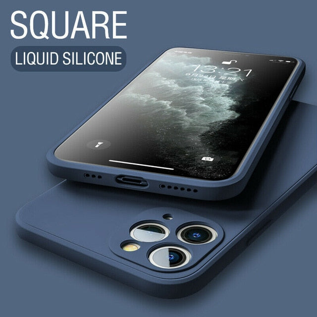 Luxury Original Square Liquid Silicone iPhone Case