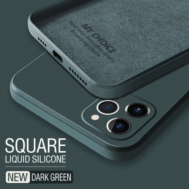 Luxury Original Square Liquid Silicone iPhone Case