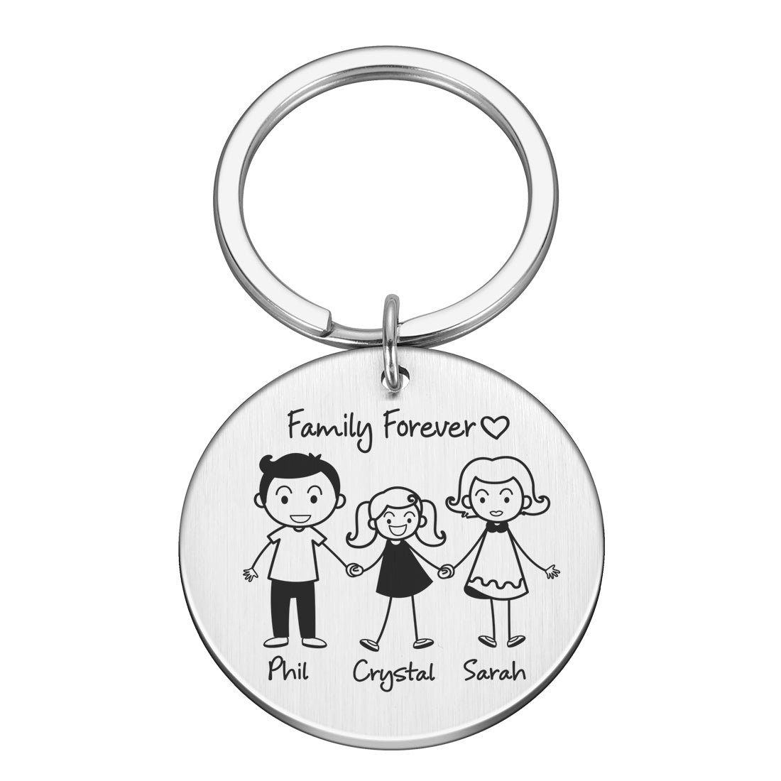 Love Cute Keychain Engraved Family Gifts for Parents Children Present Keyring Bag Charm Families Member Gift Key Chain