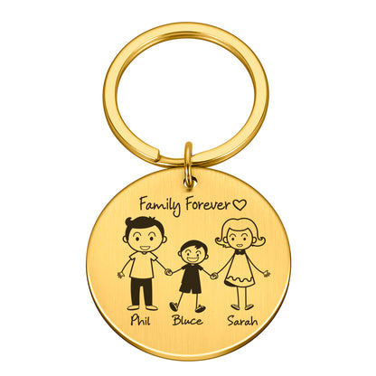 Love Cute Keychain Engraved Family Gifts for Parents Children Present Keyring Bag Charm Families Member Gift Key Chain