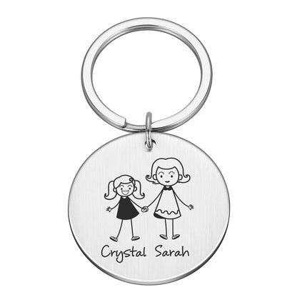 Love Cute Keychain Engraved Family Gifts for Parents Children Present Keyring Bag Charm Families Member Gift Key Chain