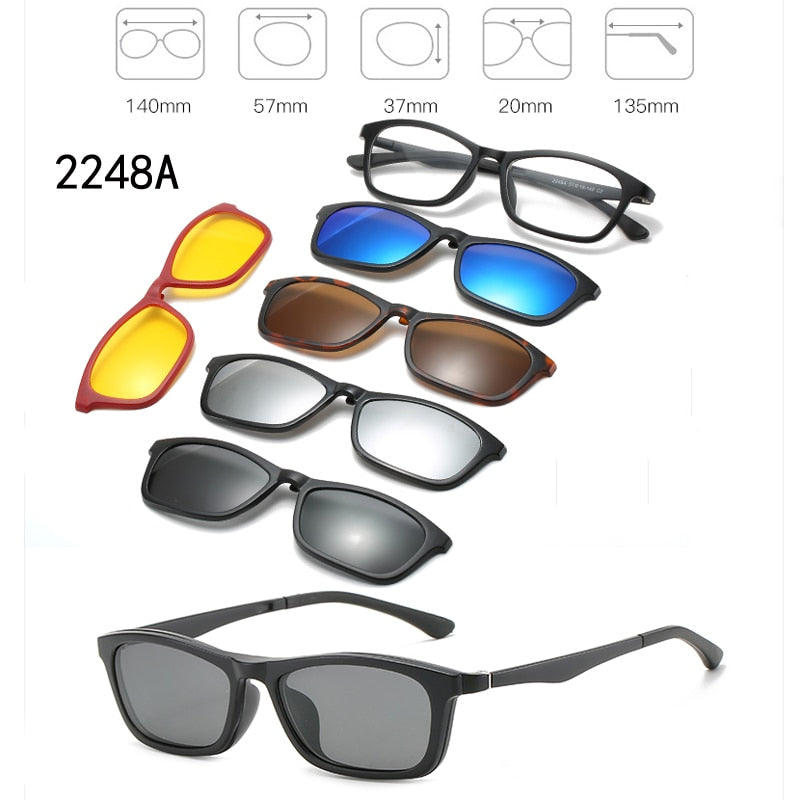 5 In 1 Custom Men Women Polarized Optical Magnetic Sunglasses Clip Magnet