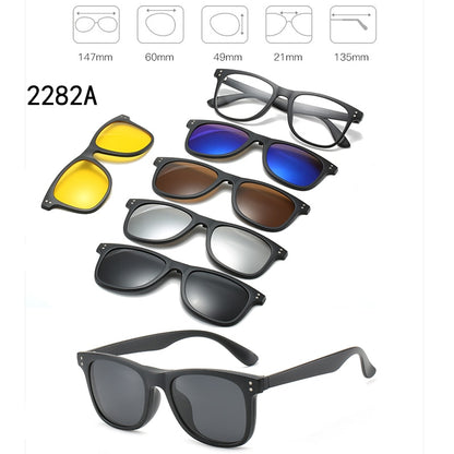 5 In 1 Custom Men Women Polarized Optical Magnetic Sunglasses Clip Magnet