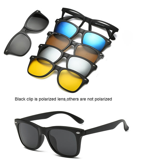 5 In 1 Custom Men Women Polarized Optical Magnetic Sunglasses Clip Magnet