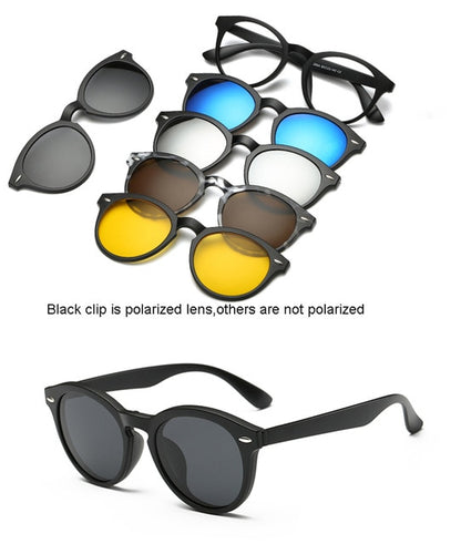 5 In 1 Custom Men Women Polarized Optical Magnetic Sunglasses Clip Magnet