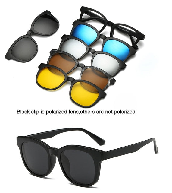 5 In 1 Custom Men Women Polarized Optical Magnetic Sunglasses Clip Magnet