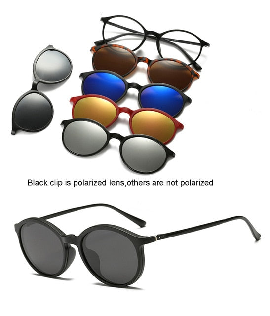 5 In 1 Custom Men Women Polarized Optical Magnetic Sunglasses Clip Magnet