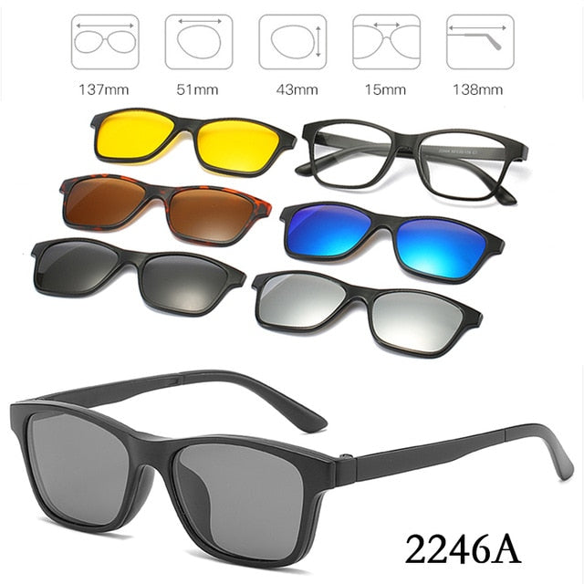 5 In 1 Custom Men Women Polarized Optical Magnetic Sunglasses Clip Magnet