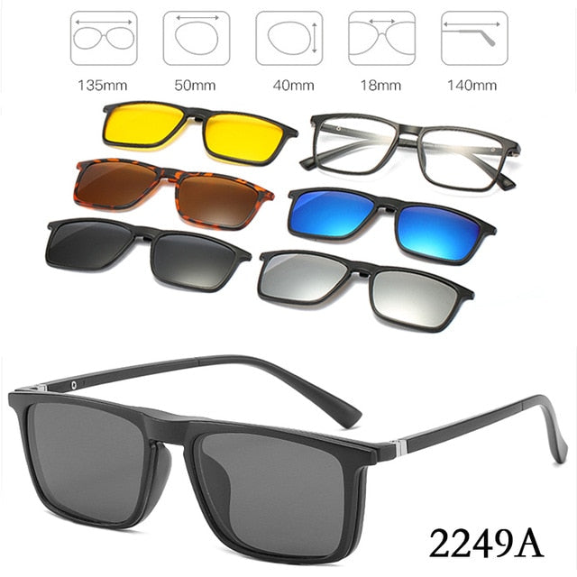 5 In 1 Custom Men Women Polarized Optical Magnetic Sunglasses Clip Magnet