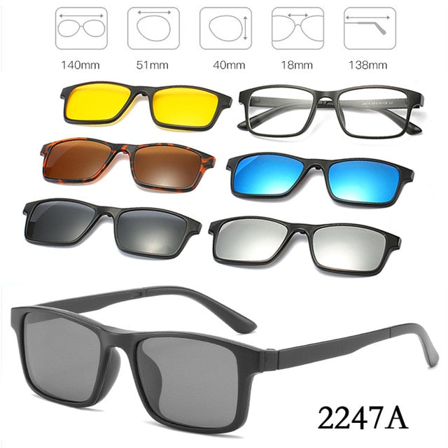 5 In 1 Custom Men Women Polarized Optical Magnetic Sunglasses Clip Magnet