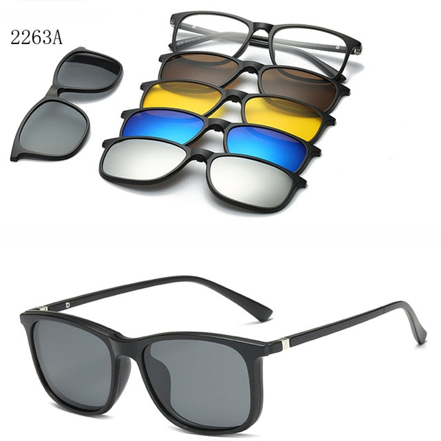 5 In 1 Custom Men Women Polarized Optical Magnetic Sunglasses Clip Magnet