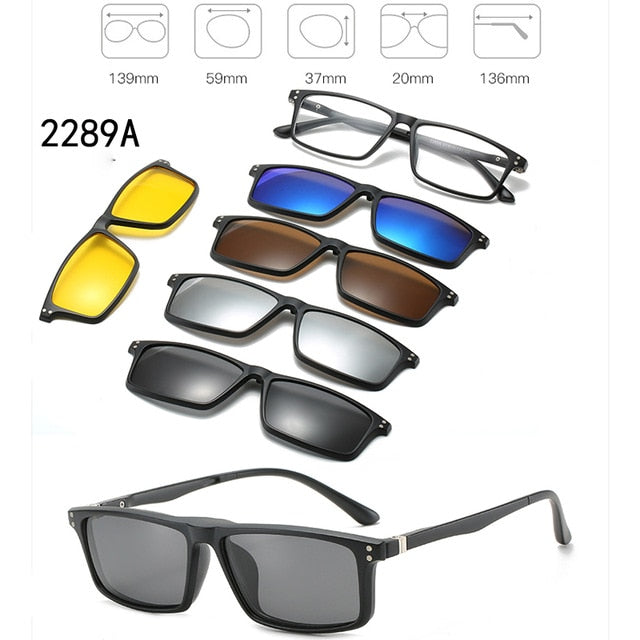 5 In 1 Custom Men Women Polarized Optical Magnetic Sunglasses Clip Magnet