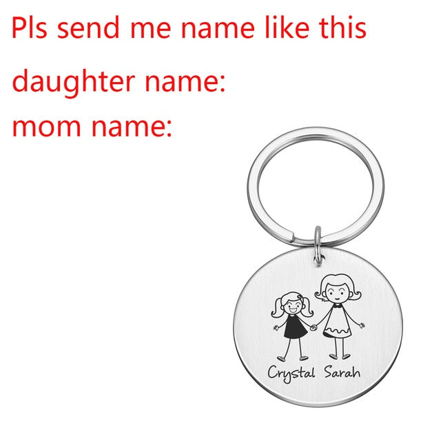 Love Cute Keychain Engraved Family Gifts for Parents Children Present Keyring Bag Charm Families Member Gift Key Chain