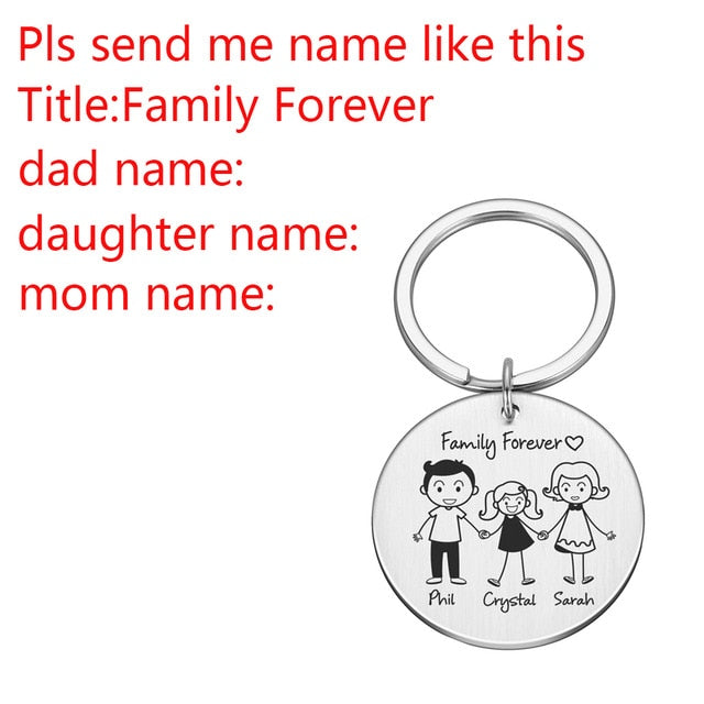 Love Cute Keychain Engraved Family Gifts for Parents Children Present Keyring Bag Charm Families Member Gift Key Chain