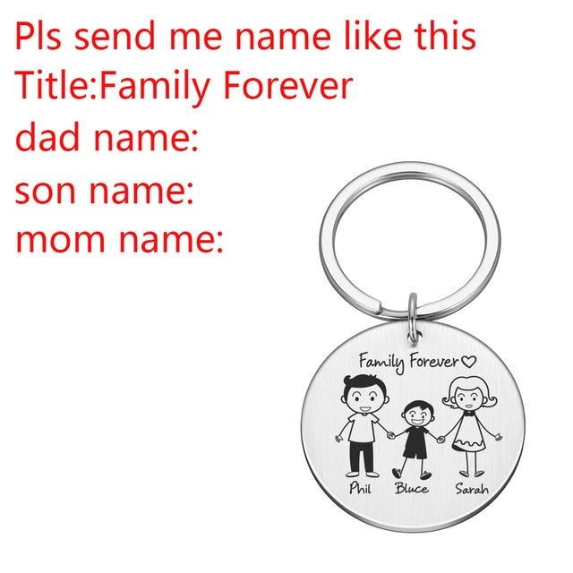 Love Cute Keychain Engraved Family Gifts for Parents Children Present Keyring Bag Charm Families Member Gift Key Chain