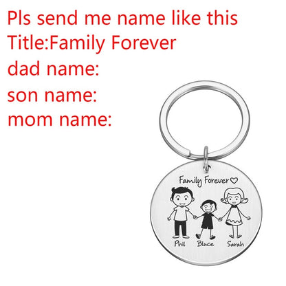 Love Cute Keychain Engraved Family Gifts for Parents Children Present Keyring Bag Charm Families Member Gift Key Chain