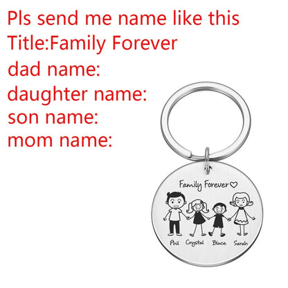 Love Cute Keychain Engraved Family Gifts for Parents Children Present Keyring Bag Charm Families Member Gift Key Chain