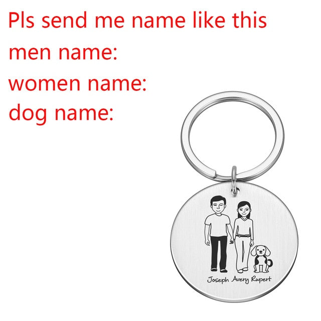 Love Cute Keychain Engraved Family Gifts for Parents Children Present Keyring Bag Charm Families Member Gift Key Chain