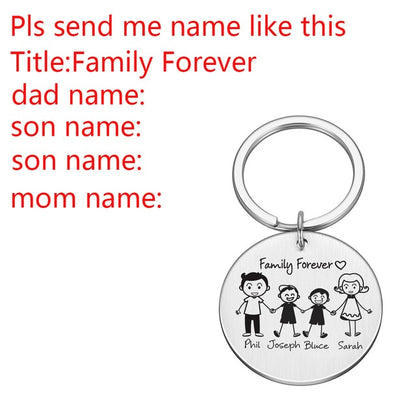 Love Cute Keychain Engraved Family Gifts for Parents Children Present Keyring Bag Charm Families Member Gift Key Chain