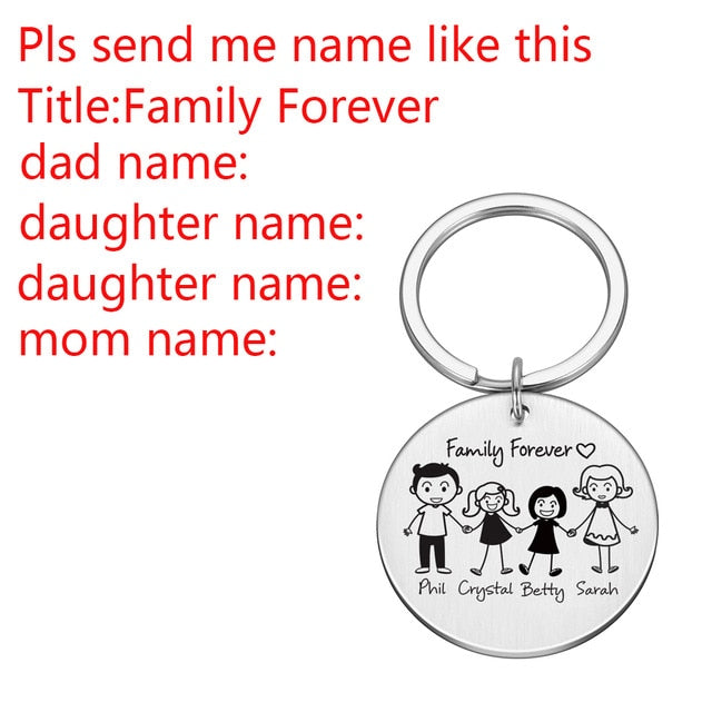 Love Cute Keychain Engraved Family Gifts for Parents Children Present Keyring Bag Charm Families Member Gift Key Chain